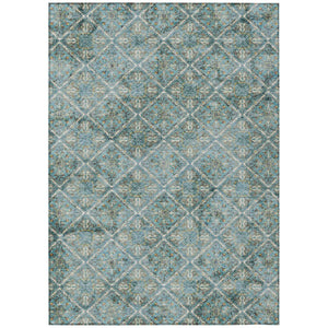 HomeRoots 8 X 10 Teal Purple Geometric Polyester Washable Rug for Indoor Outdoor Living 736825