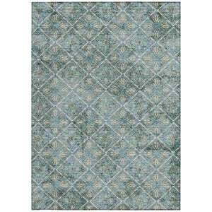 9x12 Geometric Teal Purple Polyester Area Rug Washable for Indoor Outdoor Spaces