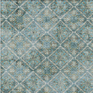 9x12 Geometric Teal Purple Polyester Area Rug Washable for Indoor Outdoor Spaces