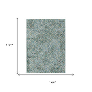 9x12 Geometric Teal Purple Polyester Area Rug Washable for Indoor Outdoor Spaces