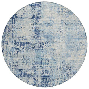 HomeRoots 8 Foot Round Abstract Polyester Rug Washable for Patio Kitchen or Family Room 736830