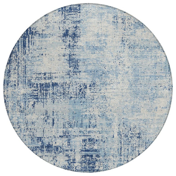 HomeRoots 8 Foot Round Abstract Polyester Rug Washable for Patio Kitchen or Family Room 736830