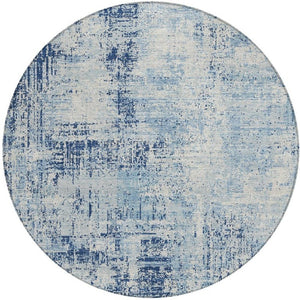 8 Foot Round Abstract Polyester Rug Washable for Patio Kitchen or Family Room