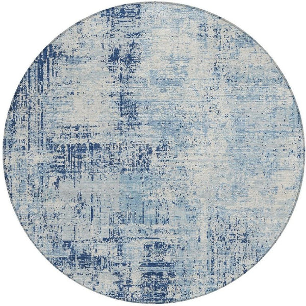 8 Foot Round Abstract Polyester Rug Washable for Patio Kitchen or Family Room