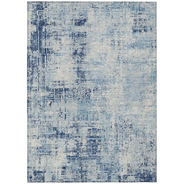 HomeRoots 8 Ft X 10 Ft Abstract Polyester Area Rug Washable Indoor Outdoor Blue Wheat 736831