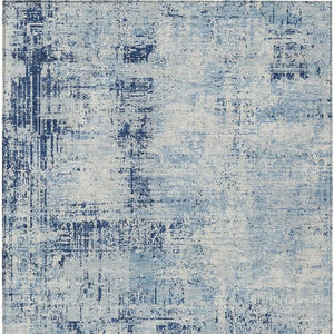 8 Ft X 10 Ft Abstract Polyester Area Rug Washable Indoor Outdoor Blue Wheat