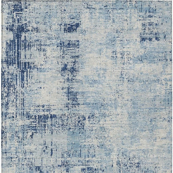 8 Ft X 10 Ft Abstract Polyester Area Rug Washable Indoor Outdoor Blue Wheat