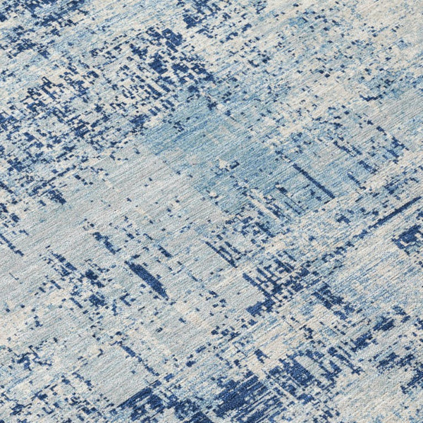 8 Ft X 10 Ft Abstract Polyester Area Rug Washable Indoor Outdoor Blue Wheat