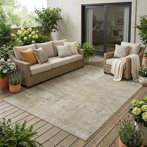 5x8 Ivory Blue Abstract Polyester Area Rug Washable for Indoor Outdoor Use