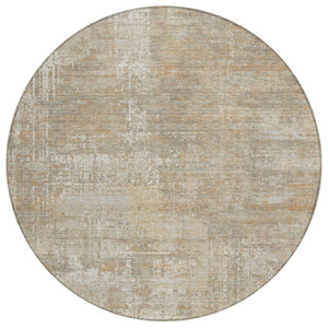 HomeRoots 8 Ft Round Ivory Blue Abstract Polyester Washable Rug for Patio or Family Room 736842