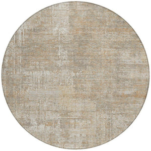8 Ft Round Ivory Blue Abstract Polyester Washable Rug for Patio or Family Room