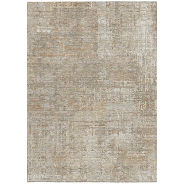 8x10 Ivory Blue Abstract Polyester Area Rug Washable for Indoor Outdoor Use