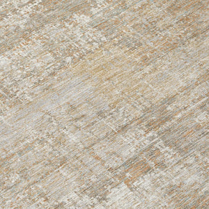 9x12 Ivory Blue Abstract Polyester Area Rug Washable for Indoor Outdoor Use
