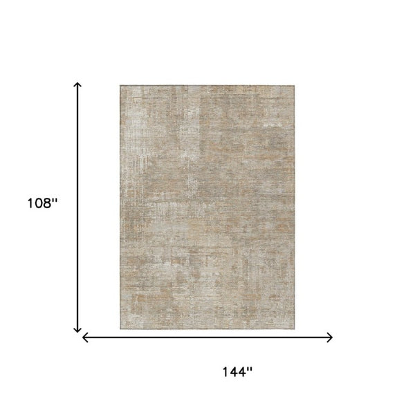 9x12 Ivory Blue Abstract Polyester Area Rug Washable for Indoor Outdoor Use