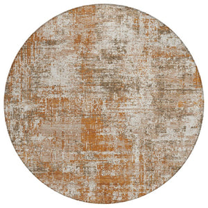 HomeRoots 8 Foot Round Abstract Geometric Polyester Rug Washable Stain Resistant Patio Decor 736848