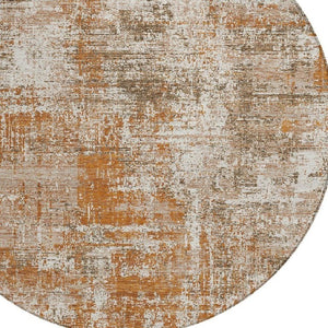 8 Foot Round Abstract Geometric Polyester Rug Washable Stain Resistant Patio Decor