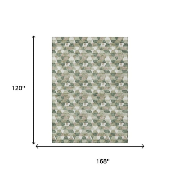 10 X 14 Geometric Polyester Indoor Outdoor Rug Stain Resistant for Patio Living Room