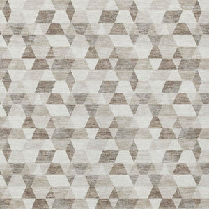 5x8 Ivory Graphite Geometric Polyester Area Rug Washable Stain Resistant Indoor Outdoor