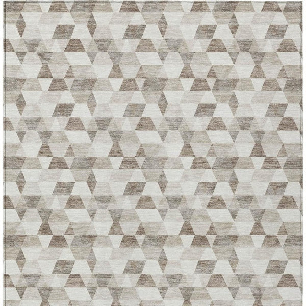 5x8 Ivory Graphite Geometric Polyester Area Rug Washable Stain Resistant Indoor Outdoor