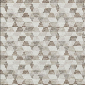 5x8 Ivory Graphite Geometric Polyester Area Rug Washable Stain Resistant Indoor Outdoor
