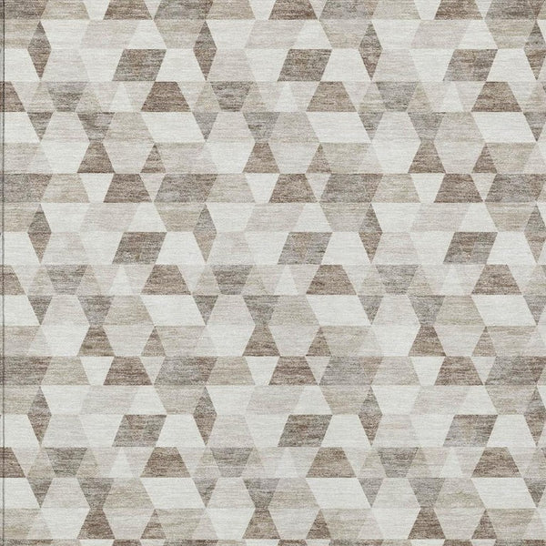 5x8 Ivory Graphite Geometric Polyester Area Rug Washable Stain Resistant Indoor Outdoor