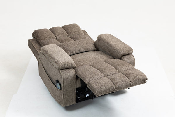 English Elm Oversized Power Lift Recliner Chair with Massage Heating and Usb Charging for Living Room Taupe W547S00072