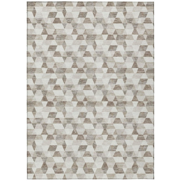 HomeRoots 10 X 14 Ivory Graphite Geometric Polyester Washable Indoor Outdoor Area Rug 736869