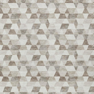10 X 14 Ivory Graphite Geometric Polyester Washable Indoor Outdoor Area Rug