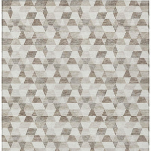 10 X 14 Ivory Graphite Geometric Polyester Washable Indoor Outdoor Area Rug