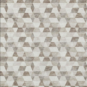 10 X 14 Ivory Graphite Geometric Polyester Washable Indoor Outdoor Area Rug