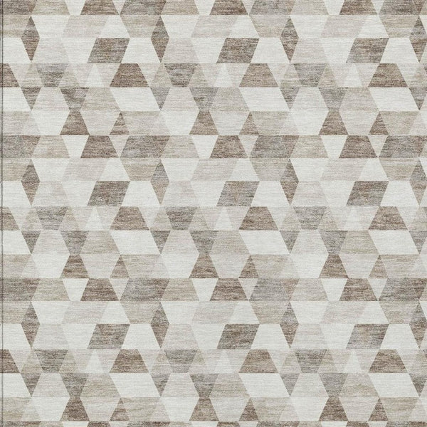 10 X 14 Ivory Graphite Geometric Polyester Washable Indoor Outdoor Area Rug