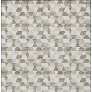 10 X 14 Ivory Graphite Geometric Polyester Washable Indoor Outdoor Area Rug