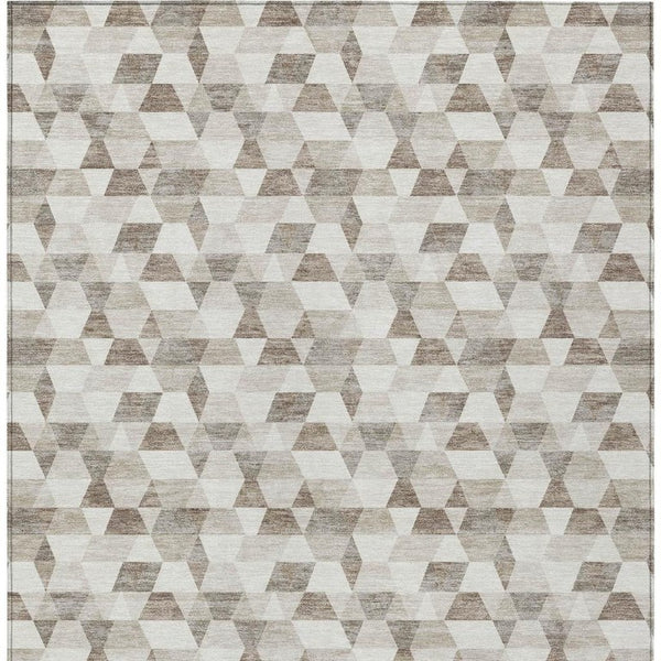 10 X 14 Ivory Graphite Geometric Polyester Washable Indoor Outdoor Area Rug