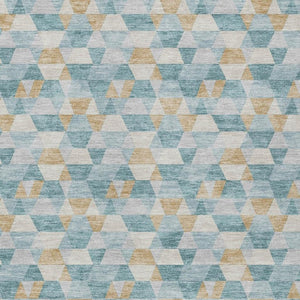 10 X 14 Teal Walnut Geometric Polyester Area Rug Washable Stain Resistant Patio