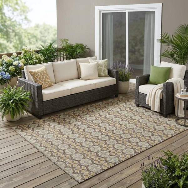 5 X 8 Striped Polyester Indoor Outdoor Area Rug Washable Stain Resistant Patio