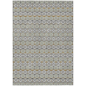 HomeRoots 5 X 8 Washable Striped Polyester Area Rug for Indoor Outdoor Patios and Living Rooms 736895
