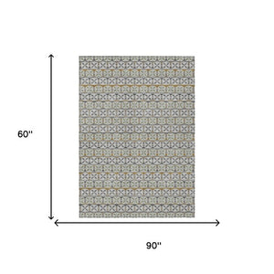5 X 8 Washable Striped Polyester Area Rug for Indoor Outdoor Patios and Living Rooms