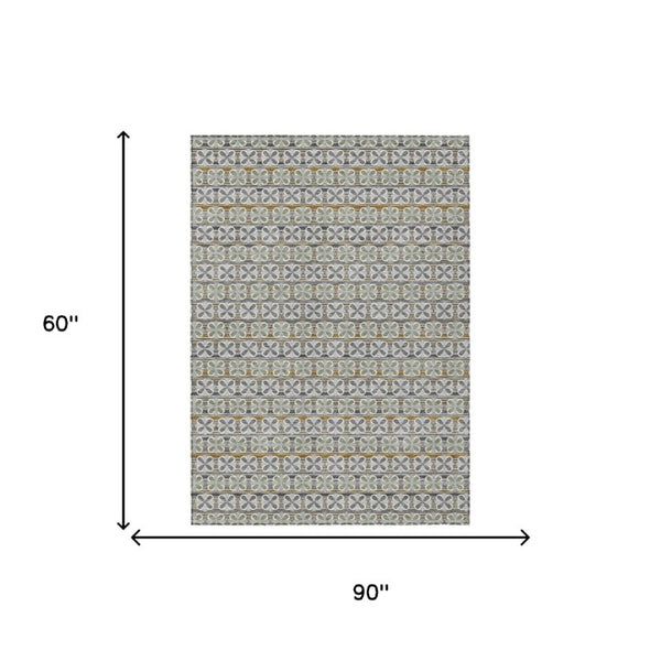 5 X 8 Washable Striped Polyester Area Rug for Indoor Outdoor Patios and Living Rooms