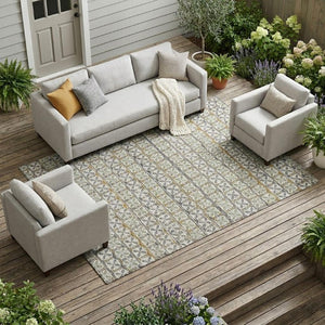 10 Ft X 14 Ft Striped Polyester Area Rug Washable for Indoor Outdoor Spaces