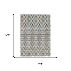 10 Ft X 14 Ft Striped Polyester Area Rug Washable for Indoor Outdoor Spaces