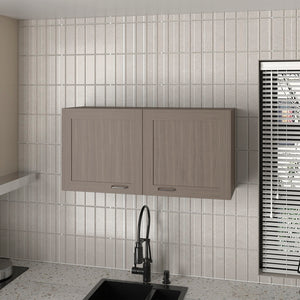 English Elm Utica Wall Cabinet with Mirrored Front and Clear Shelves for Modern Kitchens — Durable Engineered Wood Storage Beige B092P309178