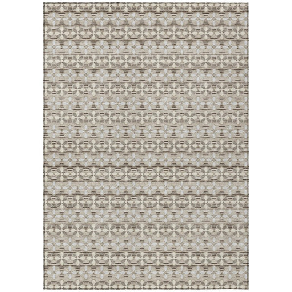 HomeRoots 9 X 12 Ivory Blue Stripe Polyester Indoor Outdoor Rug Stain Resistant Washable 736904