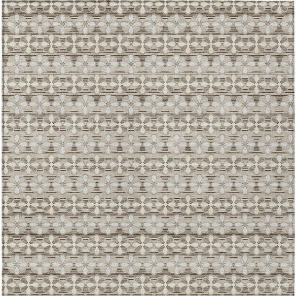 9 X 12 Ivory Blue Stripe Polyester Indoor Outdoor Rug Stain Resistant Washable
