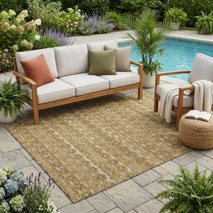 5 Ft X 8 Ft Striped Polyester Area Rug Washable Stain Resistant Patio Porch Decor