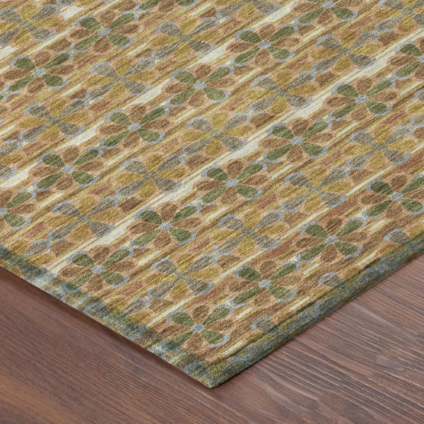5 Ft X 8 Ft Striped Polyester Area Rug Washable Stain Resistant Patio Porch Decor