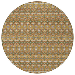 8 Ft Round Striped Polyester Area Rug Washable for Patio Porch Poolside or Family Room