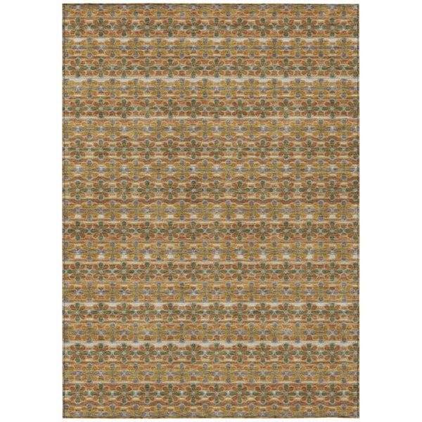 HomeRoots 10 Ft X 14 Ft Striped Polyester Area Rug Washable Stain Resistant Patio Porch 736911