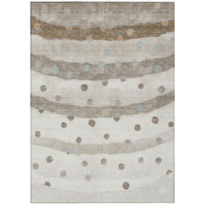 HomeRoots 5x8 Ivory Purple Stripe Polyester Area Rug Washable Stain Resistant Indoor Outdoor 736931