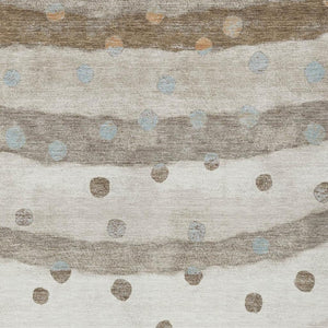 5x8 Ivory Purple Stripe Polyester Area Rug Washable Stain Resistant Indoor Outdoor