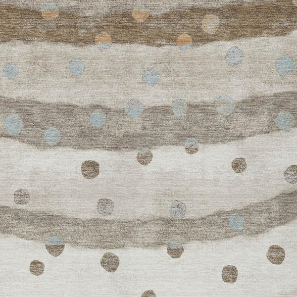 5x8 Ivory Purple Stripe Polyester Area Rug Washable Stain Resistant Indoor Outdoor